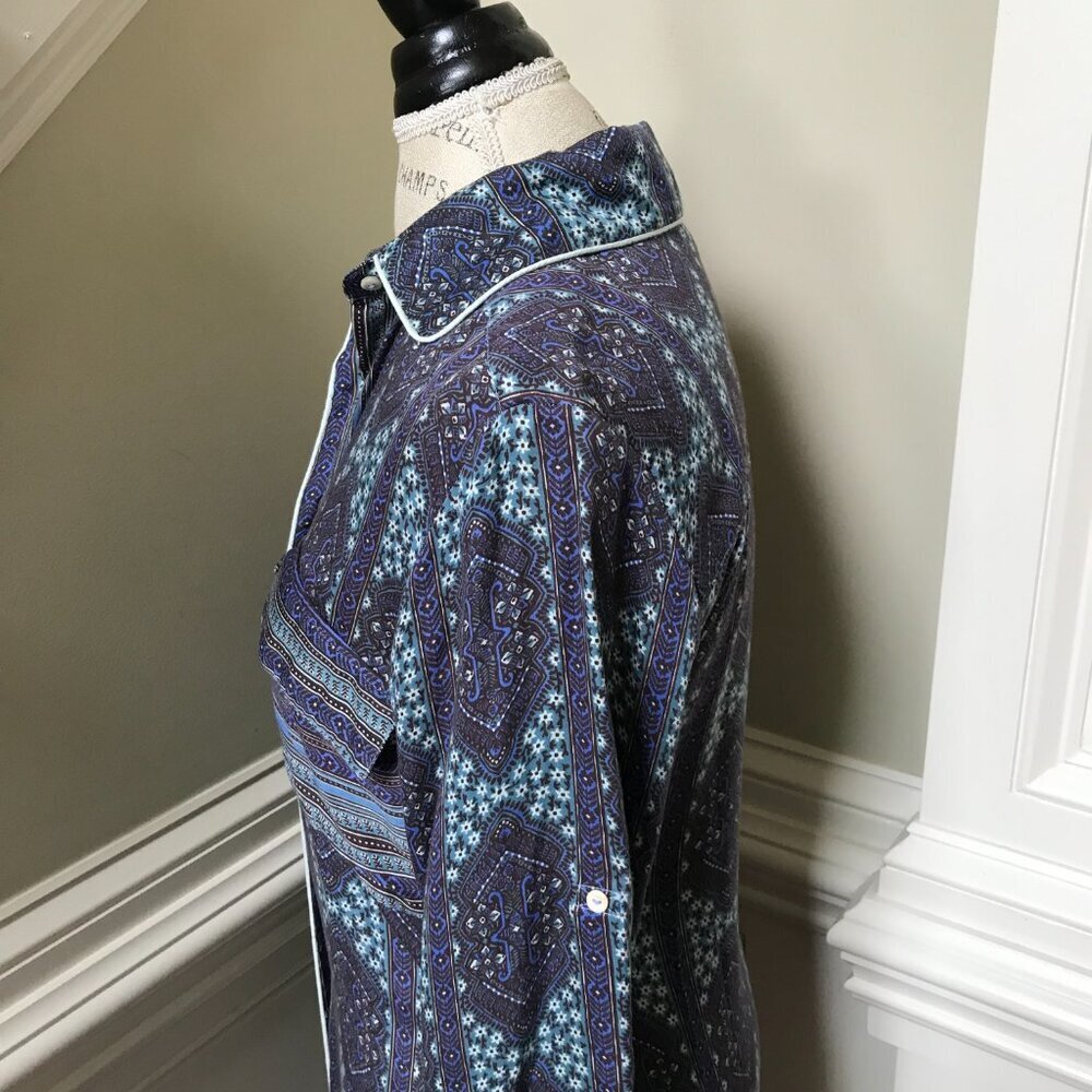 Omika Palma Maxi Shirt Dress Womens XS Blue Long Sleeve Button Down Modal Boho - Picture 9 of 11
